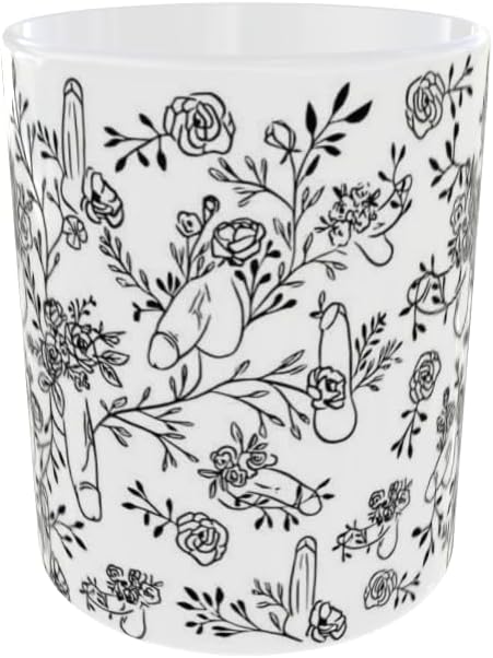 Floral Line Art Penis Mug | Funny Minimalist Adult Mug | Botanical Phallic Design | 11 oz & 15 oz Coffee Cup | Gift for Him or Her (11, Fluid Ounces)