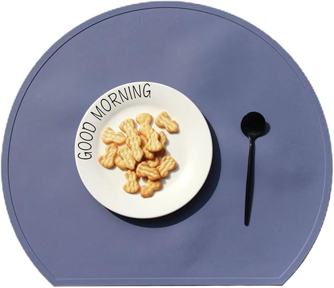 Pack of 1/4 Silicone Kids Placemats Half Round Non-Slip Heat Table Mats Coffee Mats for Home Decorations Blue(RS Indigo Blue)
