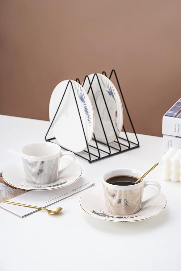 Mirror Cups and Saucers (Lion), Mirror Reflection coffee mug, Reflection Coffee Cup, Tea Cups and Saucers Sets for Women Wedding Party Afternoon Tea