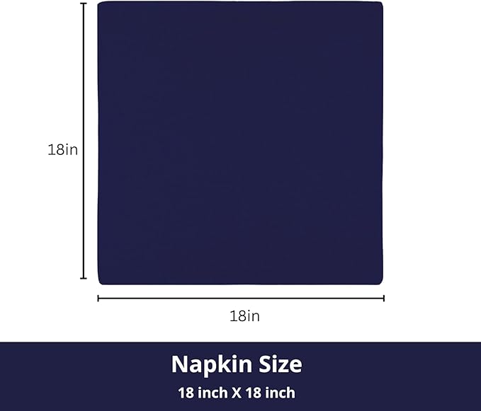 PurpleEssences Set of 12 Cloth Dinner Napkins 100% Cotton 18x18 Inch - Soft Durable Washable - Ideal for Farmhouse Party Christmas Holiday Winter - Perfect Everyday Use Table Linen - Navy Blue
