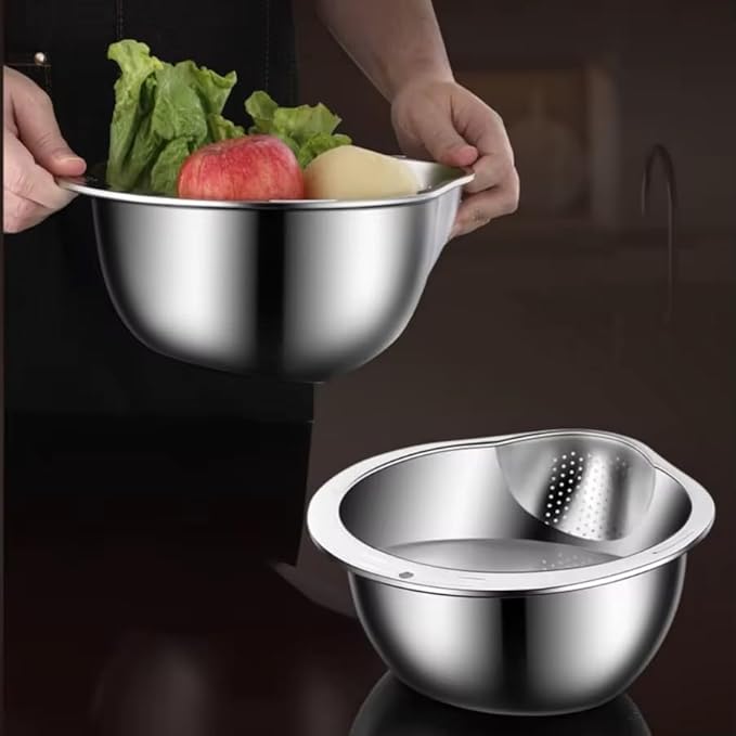 Upgrade Your Kitchen With This Modern Design 304 Stainless Steel Rice Colander – Fine Mesh Strainer, Durable, Rust-Resistant, Ideal for Washing and Draining Rice, Vegetables, Fruits and More