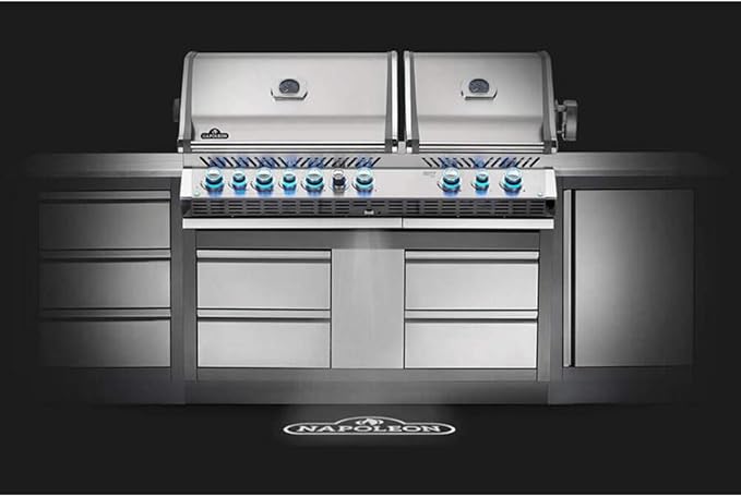 Napoleon BIPRO825RBIPSS-3 Built-in Prestige PRO 825 RBI Propane Gas Grill Head, sq.in. + Infrared Infrared Bottom andRear Burner, Stainless Steel