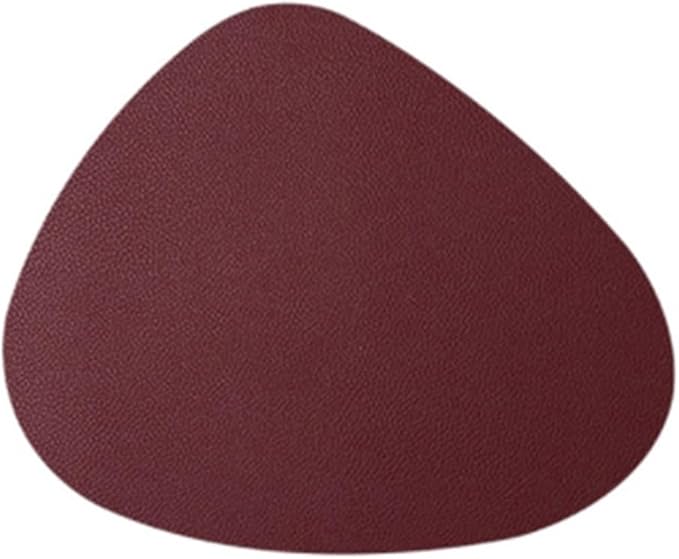 Leather Droplet Shape Mat Coaster Solid Color Heat Coffee Placemat Minimalist Non-Slip Table Mat Kitchen Accessories(Red)