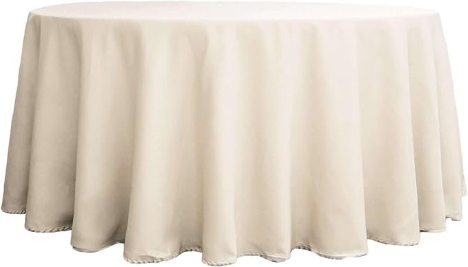 Efavormart 120" Wholesale Round Tablecloth Polyester Round Table Linens for Wedding Party Banquet Restaurant - Beige