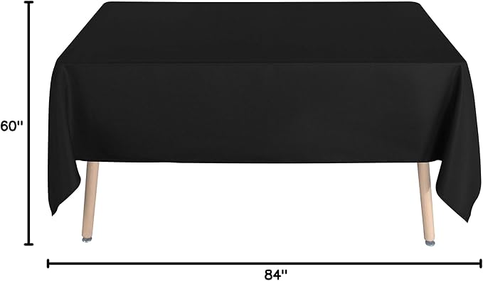 sancua Rectangle Tablecloth - 60 x 84 Inch - Stain and Wrinkle Resistant Washable Polyester Table Cloth, Decorative Fabric Table Cover for Dining Tables, Buffet Parties and Camping, Black