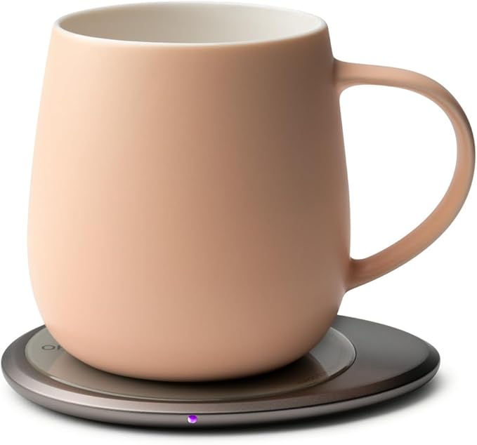 Ui 3 Self-Heating Mug Set – Rosy Apricot | 12 fl oz / 355 mL Ceramic Coffee & Tea Mug Set with Heating Pad