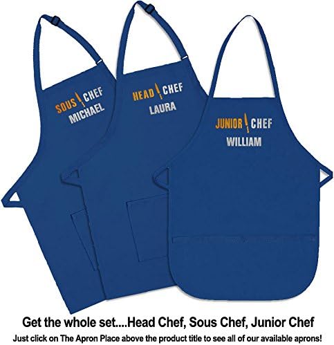 Personalized Adult Apron for Dad, Men Women Embroidered Head Chef Design Customizable 2 Pocket Apron