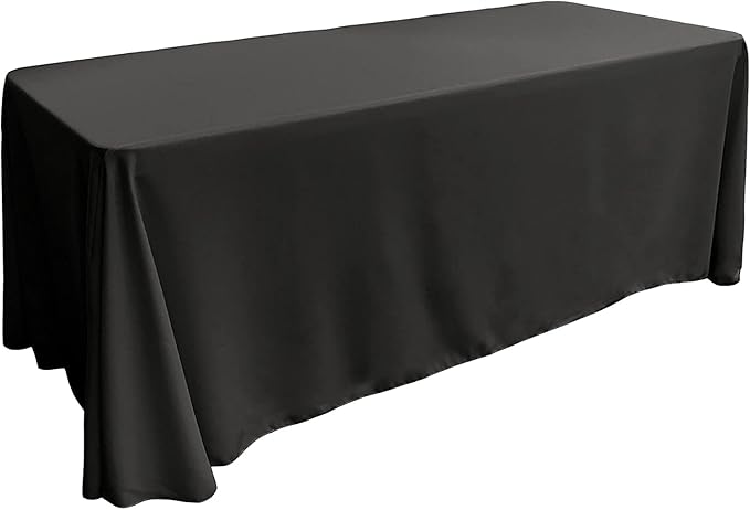 LA Linen Polyester Poplin Washable Rectangular Tablecloth, Stain and Wrinkle Resistant Table Cover 90x156, Fabric Table Cloth for Dinning, Kitchen, Party, Holiday 90 by 156-Inch, Black