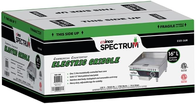 Winco Commercial-Grade Electric Griddle, 16"