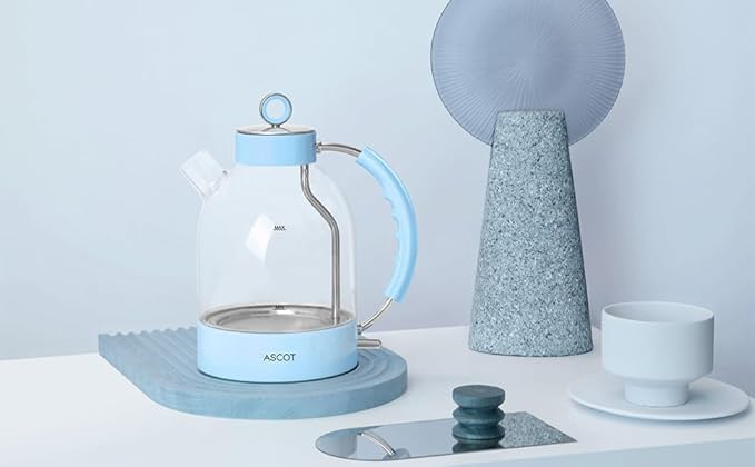 ASCOT Electric Kettle, Glass Electric Tea Kettle Gifts for Men/Women/Family 1.6L 1500W Borosilicate Glass Tea Heater, with Auto Shut-Off and Boil-Dry