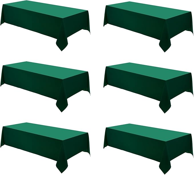 Rectangle Tablecloths 60x120 Inch 6 Pack Dark Green Tablecloth for 6ft Washable Decorative Linen Polyester Table Cloths for 8ft Dining Table Banquets Buffet Parties and Wedding