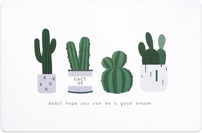 Pack of 1/4/6 Placemats White Plastic Tableware Mats Used for Tabletop Dining Protection Square Scrubbable Tablemats(P-Cactus,1pcs 45x30cm)