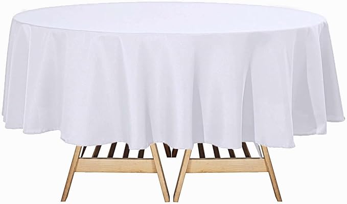 Efavormart 90" Round Linens White Wholesale Linens Polyester Round Tablecloth for Kitchen Dining Catering Wedding Birthday Party