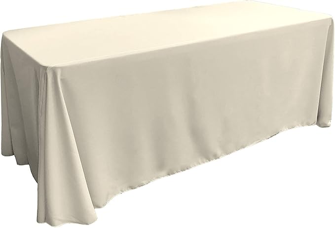 LA Linen Polyester Poplin Washable Rectangular Tablecloth, Stain and Wrinkle Resistant Table Cover 90x156, Fabric Table Cloth for Dinning, Kitchen, Party, Holiday 90 by 156-Inch, Ivory