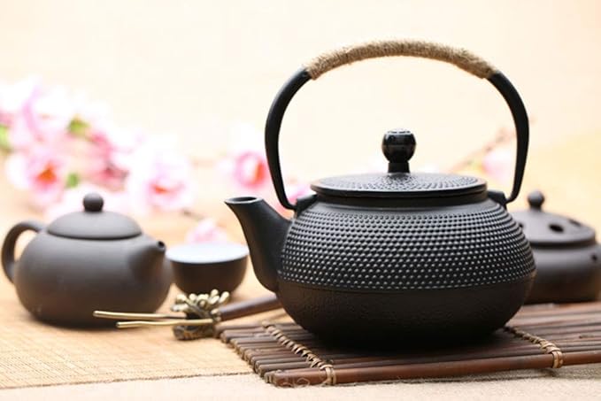 Hwagui - Cast Iron Teapot With Stainless Steel Infuser For Loose Leaf Tea And Teabags, Cast Iron Tea Kettle Stovetop Safe, 800ml/27oz
