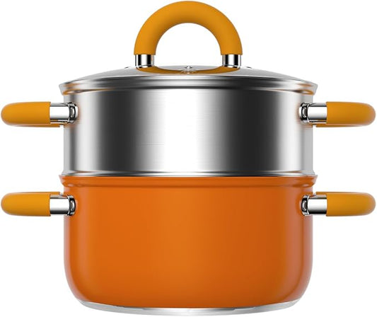 4 Quart Vegetable Steamer, Oranger Steamer for Cooking with Lid and Steaming Bucket, Gift for Housewarming Kitchen Decor, Dishwasher Safe
