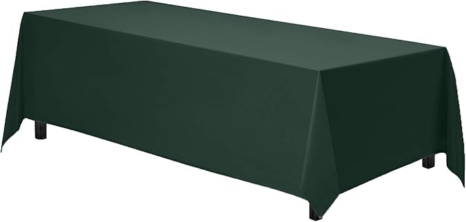Gee Di Moda Rectangle Tablecloth - 90 x 156 Inch Hunter Green Table Cloth for 8 Foot Tables with Floor-Length Drop - Heavy Duty Washable Fabric for Holiday Party, Dinner, Weddings & Baby Shower