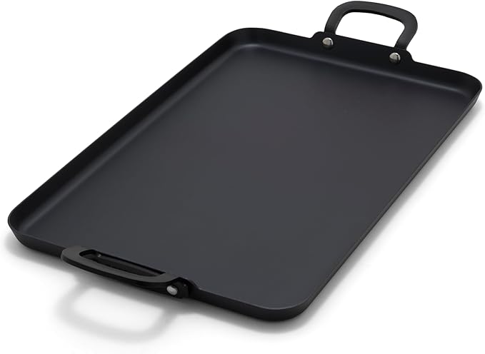 GreenPan x Bobby Flay 18" x 11" Carbon Steel Double Burner Pan, Pre-Seasoned Ready to Use, Induction Compatible, High Heat & Oven Safe Durable Cookware, Cast Iron Alternative