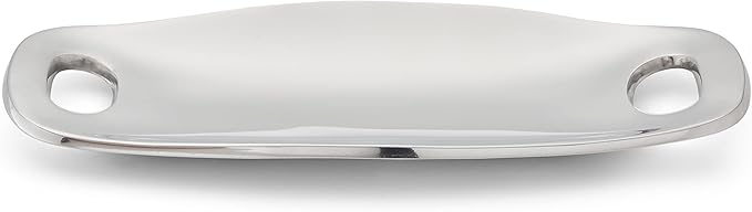 Nambé Handled Serving Tray – Rectangular Plank Design with Curved Sides to Prevent Drips – Modern Alloy Serveware for Dining, Entertaining & Decorative Display – Crafted from Signature Metal (Silver)