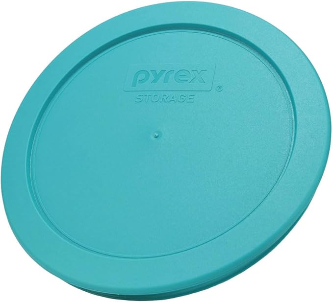 Pyrex 7201-PC Turquoise Round 4-Cup Plastic Food Storage Lid - Original Genuine Pyrex Lids -Made in the USA - 2 Pack