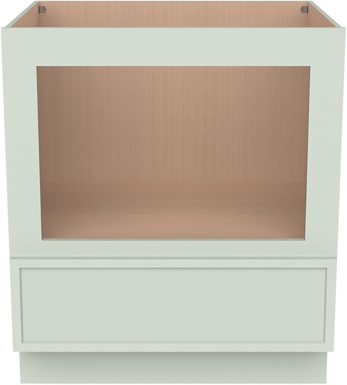 Solid Wood RTA 30" Microwave Base Cabinet,Kitchen Oven Cabinet - with 1 Full Overlay Drawer (Frame Dimension: 24''W*16''H) (Jade Green, 30" Width x 24" Depth x 34 1/2" Height)