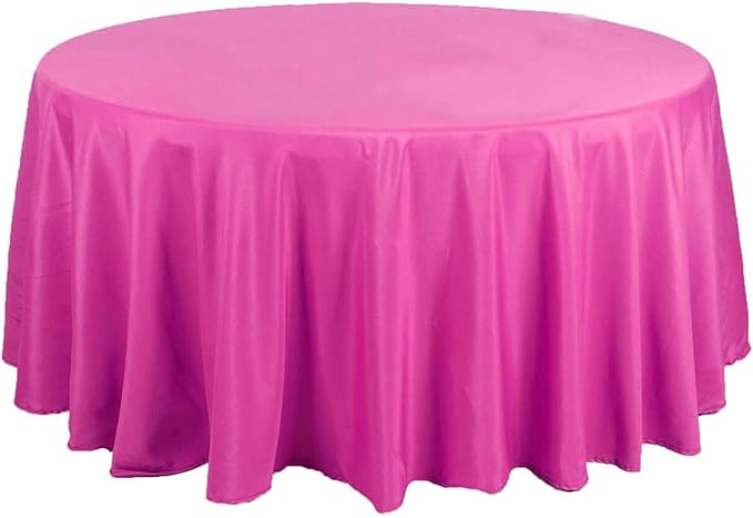 Efavormart Round Tablecloth, 120 Inch Stain & Wrinkle Resistant Washable Table Cloth, Decorative Polyester Fabric Table Cover for Banquet, Wedding, Dining - Fushia
