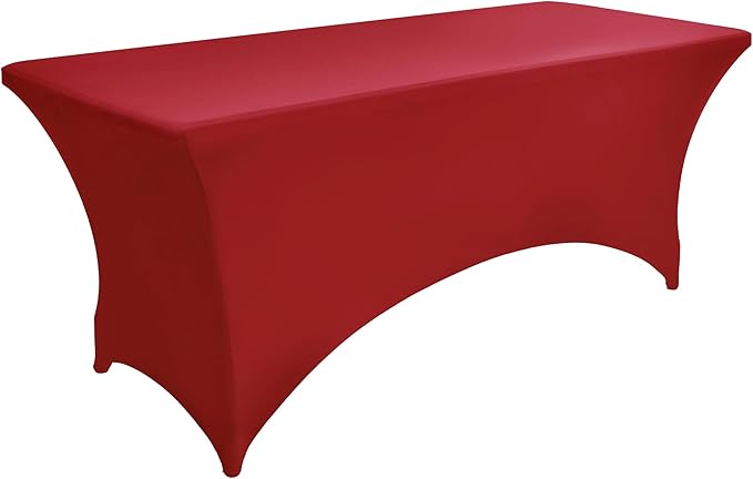 6-Pack 6ft Spandex Table Covers for Rectangle Standard Folding Tables - Wrinkle Resistant Stretch Tablecloths - Ultimate Fitted Table Protector for Parties, Trade Shows, Wedding