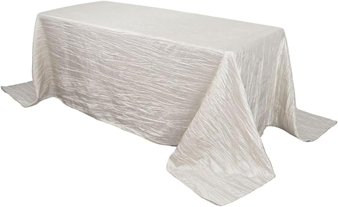 YOUR CHAIR COVERS - 90 x 156 inch Rectangular Crinkle Taffeta Tablecloth - Ivory
