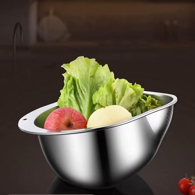 Upgrade Your Kitchen With This Modern Design 304 Stainless Steel Rice Colander – Fine Mesh Strainer, Durable, Rust-Resistant, Ideal for Washing and Draining Rice, Vegetables, Fruits and More