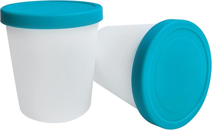 Homemade Ice Cream Container for Freezer - 1 Quart Stackable Storage Tub with Silicone Lid for Freezer - BPA Free & Dishwasher Safe