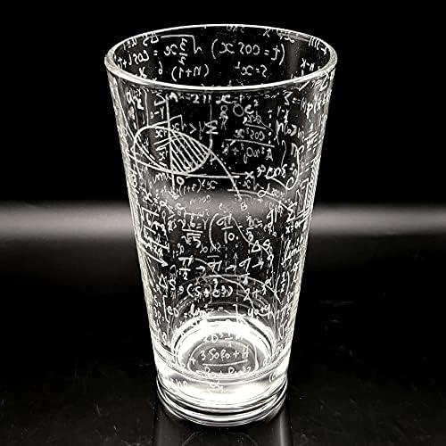 MATH EQUATIONS Engraved Pint Glass | Great Gift for Geeks, Nerds, Teachers and Students | Unique STEM and Mathematics Algebra Calculus Geometry Trigonometry Beer Decor