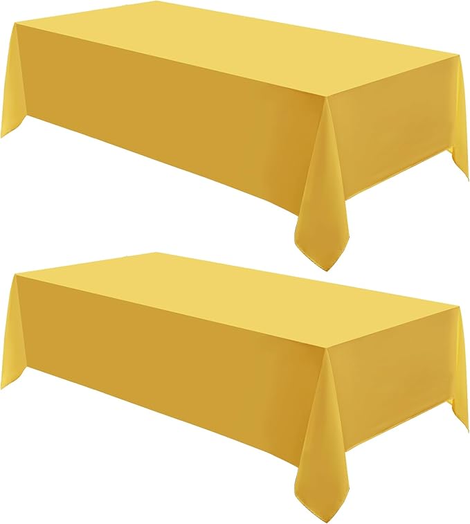 Rectangle Tablecloths 90x132 Inch 2 Pack Yellow Tablecloth for 6ft Washable Decorative Linen Polyester Table Cloths for 8ft Dining Table Banquets Buffet Parties and Wedding