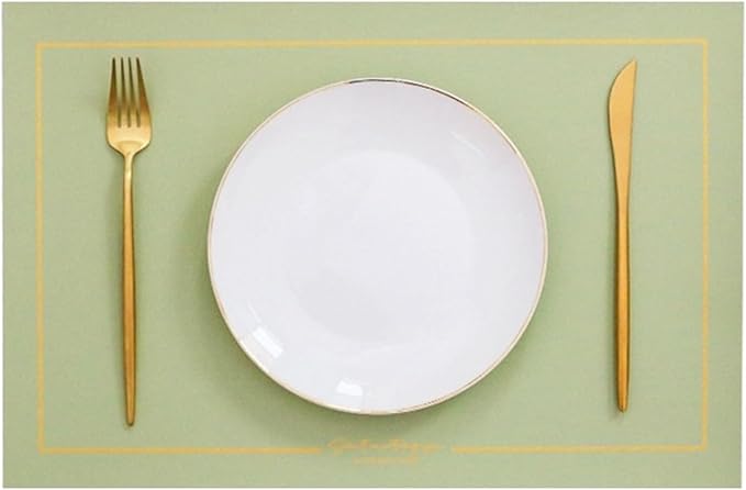 Kitchen Accessories PU Table Mats Waterproof Set of 1/4/6/10 Non-Slip Heat Easy to Clean Modern Placemat(G saga Green,45x30cm 4pcs)