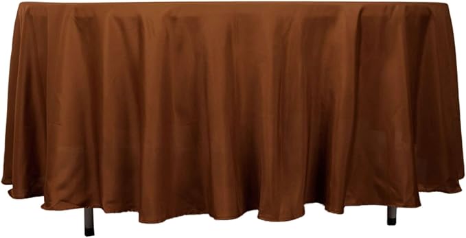 Efavormart Round Tablecloth, 108 Inch Stain & Wrinkle Resistant Washable Table Cloth, Decorative Polyester Fabric Table Cover for Banquet, Wedding, Dining- Brown