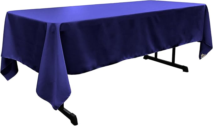 LA Linen Polyester Poplin Washable Rectangular Tablecloth, Stain and Wrinkle Resistant Table Cover 60x102, Fabric Table Cloth for Dinning, Kitchen, Party, Holiday 60 by 102-Inch, Royal Blue