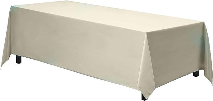Gee Di Moda Rectangle Tablecloth - 70 x 120 Inch Ivory Table Cloth for 6 or 8 Foot Rectangle Tables - Heavy Duty Washable Fabric - for Holiday Party, Dinner, Weddings, Baby Shower & Events