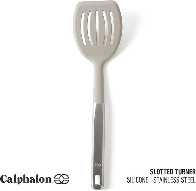 Calphalon Prime Stainless Steel Slotted Turner W/Taupe Silicone Head