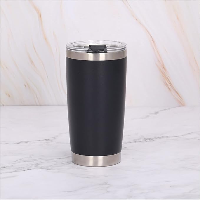 Travel Mug Ice Cup 20 OZ Colourful Tumbler 304 Stainless Steel Double Wall Vacuum Insulated Coffee Mug Wide Mouth Metal Bottle(Black)