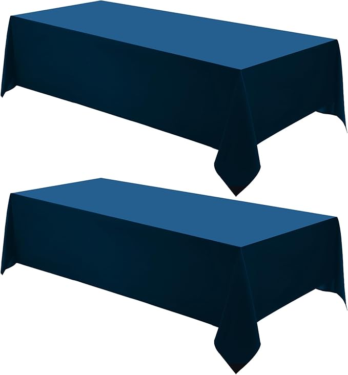 Rectangle Tablecloths 90x132 Inch 2 Pack Navy Blue Tablecloth for 6ft Washable Decorative Linen Polyester Table Cloths for 8ft Dining Table Banquets Buffet Parties and Wedding