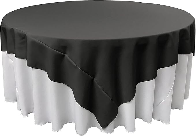 LA Linen Polyester Poplin Washable Square Tablecloth, Stain and Wrinkle Resistant Table Cover 72x72, Fabric Table Cloth for Dinning, Kitchen, Party, Holiday 72 by 72-Inch, Black