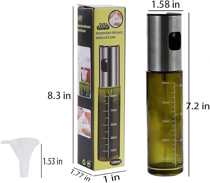 Oil Sprayer for Cooking,100ml Olive Oil Spritzer,Oil Sprayer for Air Fryer, Salad,BBQ,Roasting (Light Blockage)
