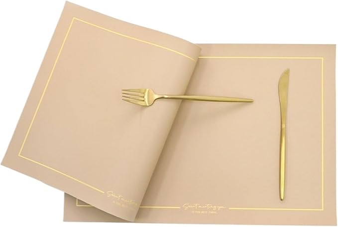 Leather PU Table Mats Set of 1/4/6 Heat Wipeable Waterproof Non-Slip Table Easy to Clean Modern Placemat(G Almond Beige,45x30cm 1pcs)