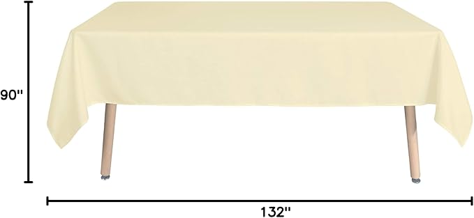 sancua Rectangle Tablecloth - 90 x 132 Inch - Water Resistant Spill Proof Washable Polyester Table Cloth, Decorative Fabric Table Cover for Dining Tables, Buffet Parties and Camping, Beige