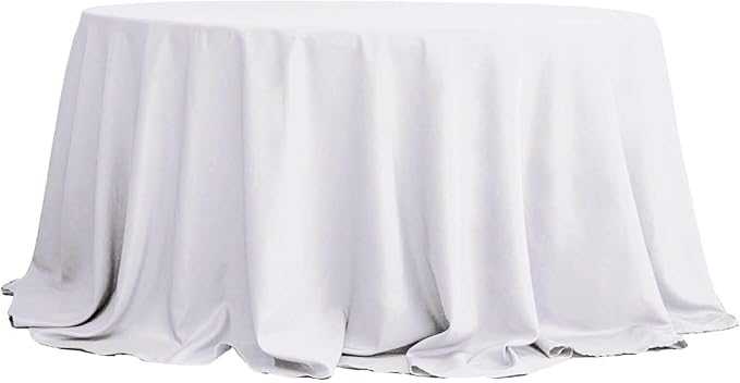 Efavormart 132" Wholesale Round Tablecloth Polyester Round Table Linens for Wedding Party Banquet Restaurant - White