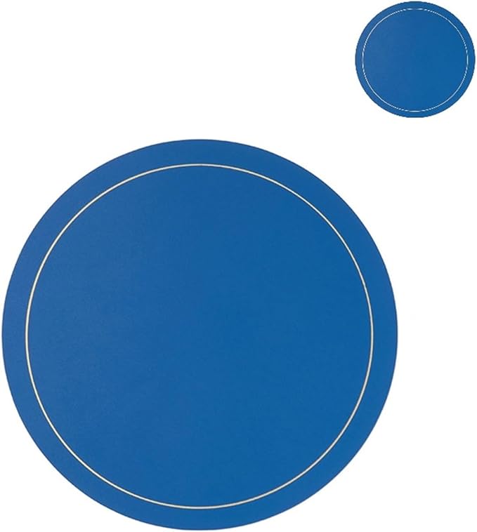 Faux Leather PU Placemats and Coasters Seasonal Decorations Classic Round Seasonal Decorations Classic Round Yellow(GR Blue)