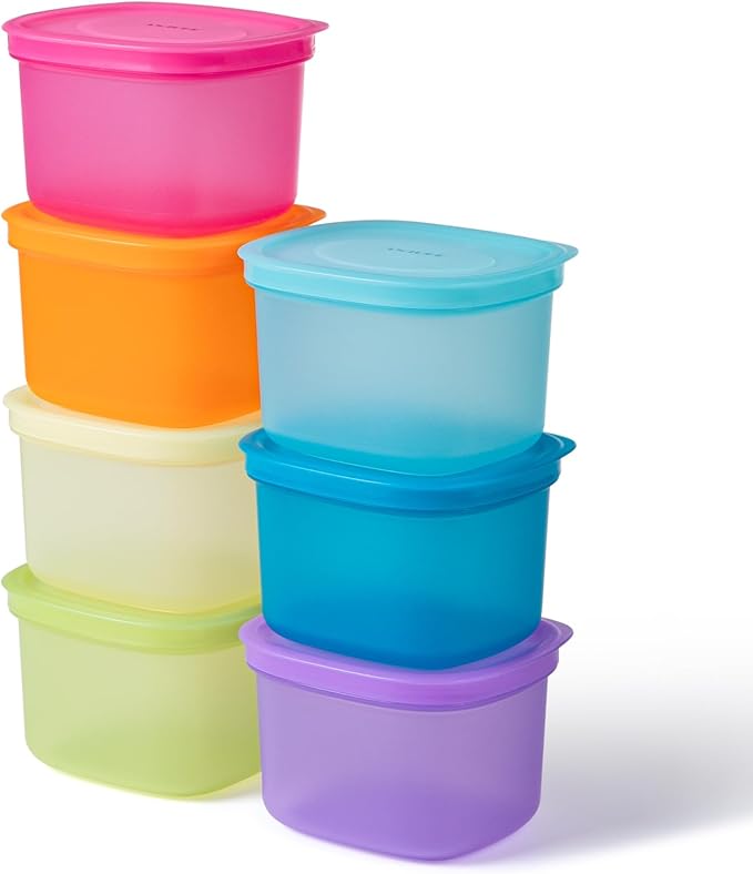7-Pack Meal Prep Containers (500ml / 17oz) — Reusable Plastic Food Storage with Lids for Portion Control & School Lunches, Microwave/Freezer Safe Stackable Bento Box