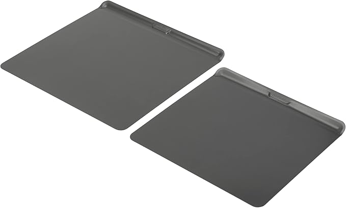 GoodCook AirPerfect Nonstick Steel Insulated Cookie Sheets, Assorted Size No-Burn Baking Sheets with Large Handles, Set of 2, Gray