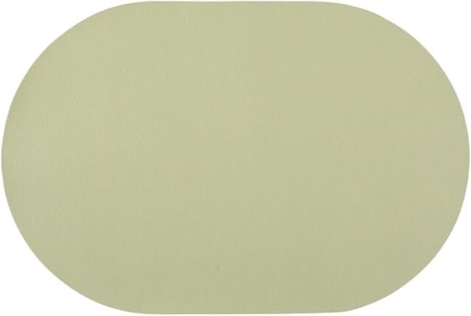 Leather Placemat Oval Oil-Proof Table Mat Home Dining Kitchen Table Placemat Design Dining Waterproof Heat Home Decor(Matcha Green)