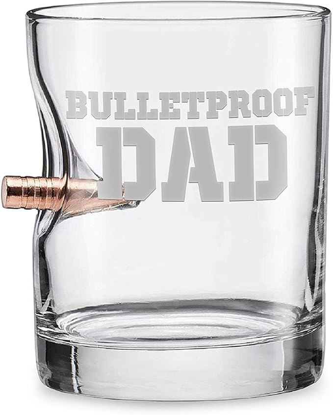 BenShot Bulletproof Dad Rocks Glass with Real .308 Bullet - 11oz | Made in the USA
