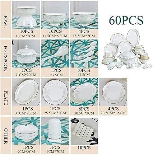 Dinnerware Set, Plates and Bowls Sets, Plate Sets with Dinner Plate, Porcelain Dessert Plate, for Parties, Celebrations, Family Celebrations(60 piecesB)